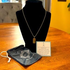 LOLA sterling silver gold plated never give up tag with a 18 inch ball chain